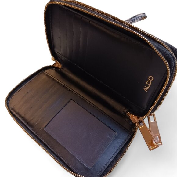 Aldo Women's Snake Reptile Embossed Faux Leather Card Organizer Wallet Wristlet - Picture 5 of 6